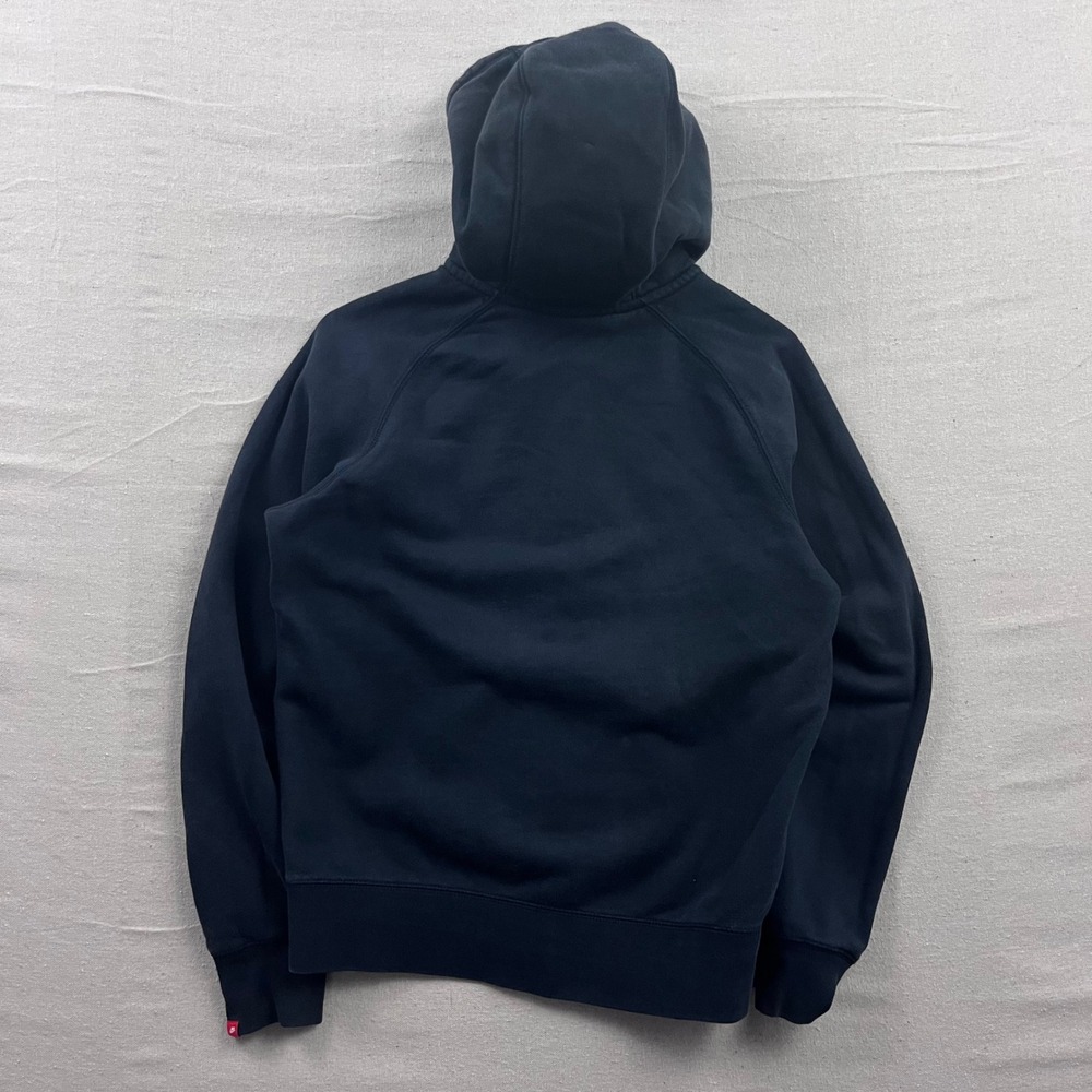 Nike Full Zip Hoodie Mens Medium Black Embroidered Logo Raglan Fleece Sweatshirt - Picture 4 of 7